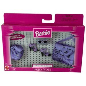 NIB Vintage Barbie Fashion Avenue Doll Accessories #20963 Purple Black Satin Sun